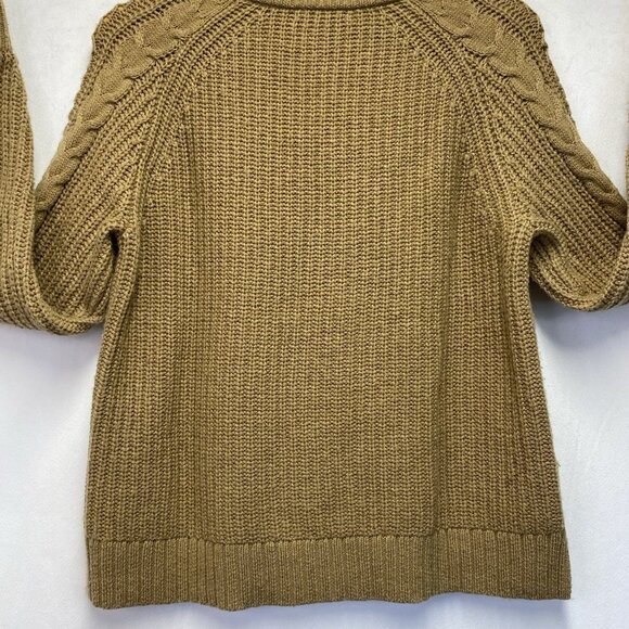 J.Crew Azra Cable Knit Pullover Sweater Women Medium Tan Mock Neck Wool Blend - Picture 16 of 16
